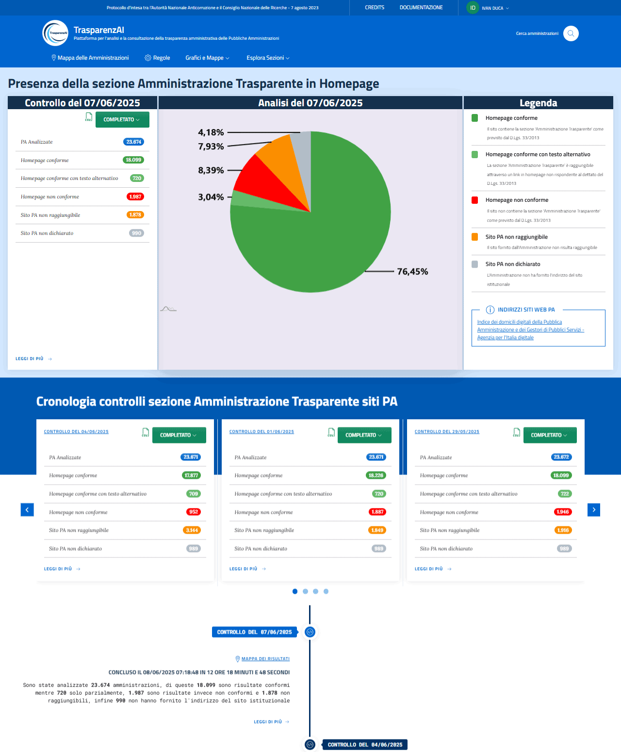 Interfaccia Web - Homepage