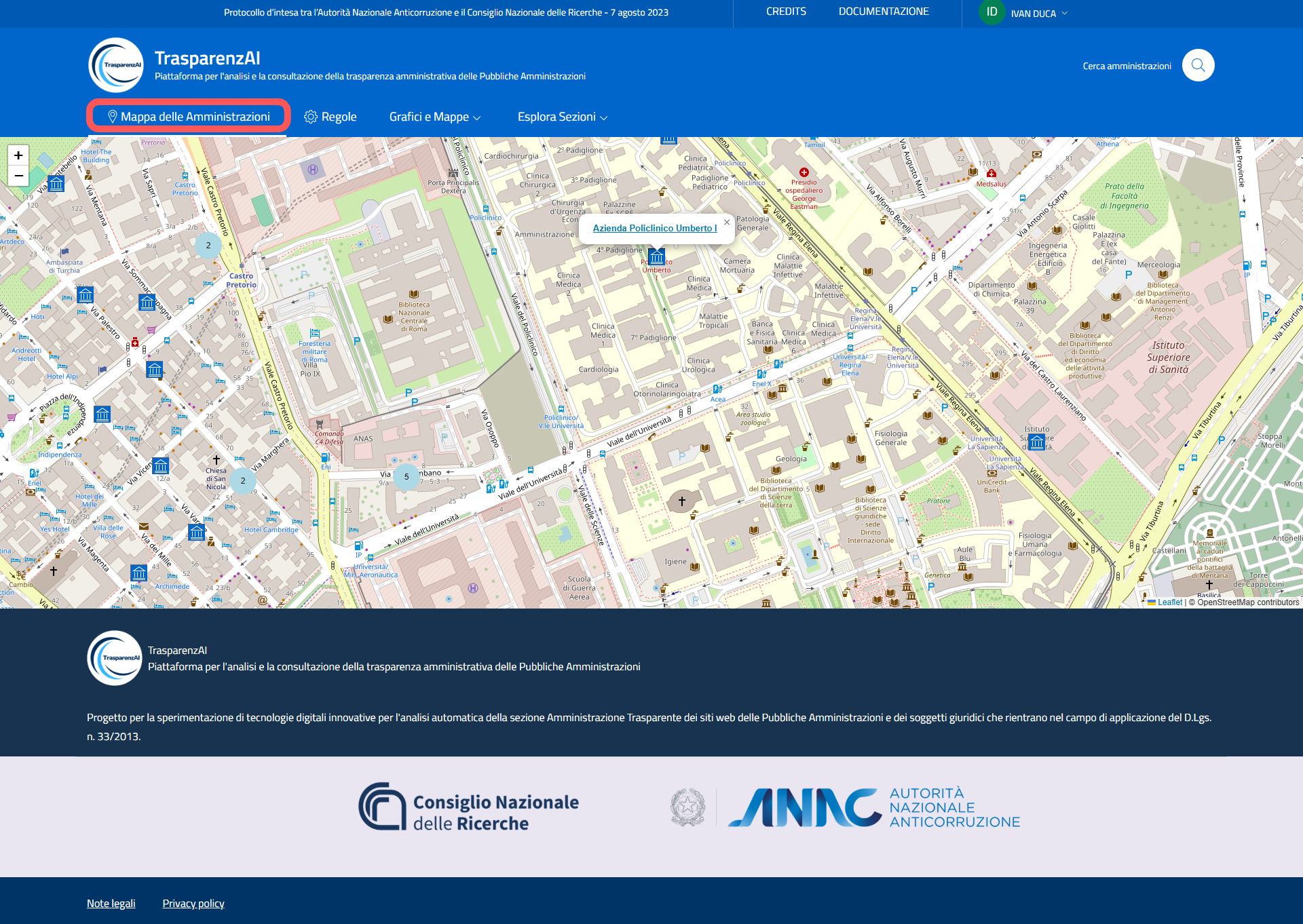 Menu - Mappa delle Amministrazioni zoom 2